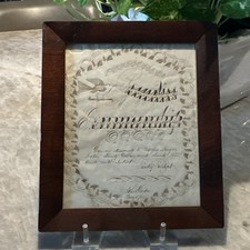 Antique 19th Century Spencerian Calligraphy Ink Drawing - Framed Penman Folk Art picture