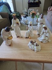 Lenox Oh Holy Night Nativity Scene African Ebony Read Description 8 Piece Set picture