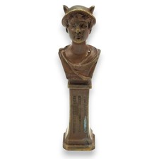 Antique Grand Tour Bronze Wax Seal Stamp Bust Mercury Hermes Winged Helmet C1890 picture