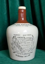 Vintage Locke's Kilbeggan Irish Whiskey Stoneware Jug with Handle Cicra 1950s picture