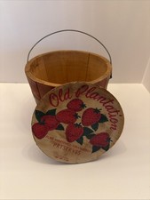 Vintage Old Plantation Brand Marshall Strawberry Preserves 5 lb Wood Pail w/ Lid picture