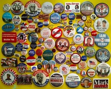 100 Diff PRESIDENTIAL POLITICAL CAUSE Campaign Pinbacks Pins Buttons 1940s + Lot picture