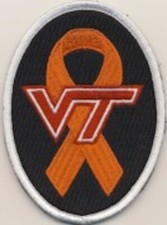 USAF AIR FORCE VT VIRGINIA TECH ORANGE RIBBON HOOK LOOP EMBROIDERED JACKET PATCH picture