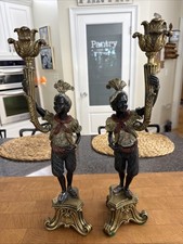 Blackmoorish Candlesticks Vintage Hollywood Regency Figural Candlesticks Heavy picture