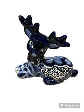 Talavera Pottery Mexican Folkart REINDEER Figure blue cobalt Deer picture