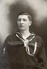 US NAVY PETTY OFFICER 1ST CL. MACH. MATE YOKOHAMA JAPAN 1901 ID'd CABINET PHOTO picture