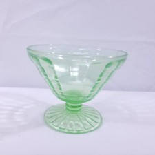 Anchor Hocking Green Depression Glass Sherbert Ice cream Bowl UV Glow Glass vtg picture
