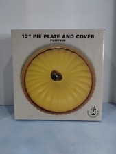Vintage Sanor Ceramica Decorative Pumpkin Pie Plate & Lid Portugal picture
