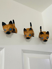 Hand Carved Wooden shelf cat set of 3 picture