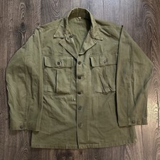 Vintage WWII 1940s 13 Star HBT Herringbone Fatigue Twill Stencil Shirt Jacket 38 picture