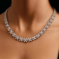 Luxury 14K White Gold Over Diamond Choker Designer Wedding 16
