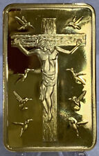 * 25 Pieces Of JesusChrist Crucified & Last Supper Gold Metal Bar In Capsule picture