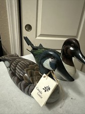 2 Vintage Wildfowler Wood Carved Mallard Duck Hand Painted Canada Goose SOS J V picture