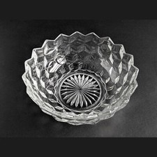 Fostoria Diamond Cut Glass 8 Inch Wide Bowl #2056 MCM Very Good Condition picture