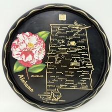 Vintage Alabama State Tray MCM Kitschy Barware Graphic Souvenir Decor Platter picture