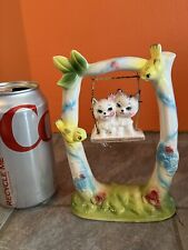 Vintage 1959 BRADLEY Figurine with 2  KITTY CATS ON A SWING with BIRDS picture