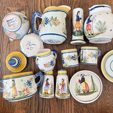 🏞 LOT of 13 Vintage QUIMPER HENRIOT Serveware COLLECTION, FRANCE picture