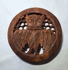 EUC Vintage Wooden Owl Trivet Decoration picture