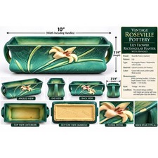 Vintage Roseville Pottery Lily Green Rectangular Planter Window Box 132-8 10in picture