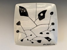 MOBILES design on White Ceramic Plate Hand Painted Mobile Art Refired MCM 1/1 picture