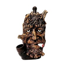 Smoking Tree Bark Face Handmade Tobacco Smoking Hand Pipe Nature Forest Bark Art picture