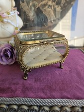 Vintage Ormolu Jewelry Box, Beveled Glass picture