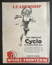 1931 ORIGINAL CANADIAN MCCOLL FRONTENAC RED INDIAN GASOLINE AD OIL CAN GAS . picture