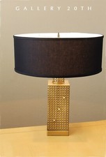 GORGEOUS GOLD SCREEN TABLE LAMP 50'S 60'S VTG  ATOMIC MID CENTURY MODERN LIGHT picture