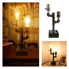 Industrial Steampunk Desk Lamp Vintage 2-Head Light for Office Café Living Room picture