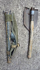 WWII U.S. Army M-1910 Pick-Mattock Trench Tool & Canvas Carrier – 1945 American picture