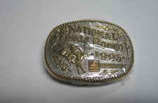 Hesston Gold & Silver 1993 Youth (Small) NFR Cowboy Rodeo Buckle, New in Shrink picture