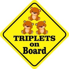 5x5 Two Boys One Girl Triplets on Board Magnet Car Truck Vehicle Magnetic Sign picture
