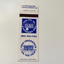 Eric Ericsson's On The Pier Ventura CA Vintage Matchbook Cover 4MB73-5 picture