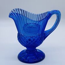 Vintage Avon Cobalt Blue Glass Pitcher Creamer Mt Vernon George Washington 5”T picture