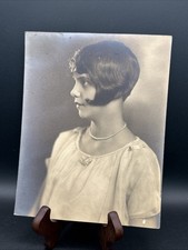 Antique 1920s Flapper Girl Portrait Photo Vintage Studio Photography Bob Hair picture