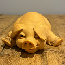 Vintage Italian Studio artefice Lying Pig Ceramic Figurine Marked 