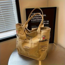 Winnie the Pooh Printed Canvas Tote Bag Retro Shoulder Bag Large Capacity Multi picture