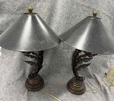 Hart Associates Brutalist Wrought Iron Leaf Lamps picture