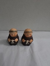 Vintage W. Germany Goebel Porcelain Friar Tuck Brown Monk Salt & Pepper Shakers picture