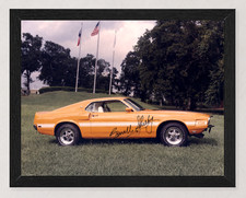 FRAMED 1969 FORD SHELBY MUSTANG GT500 GRABBER ORANGE SHELBY SIGNED 11X8.5 REPRO picture
