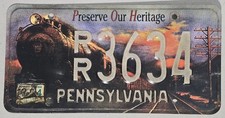 Pennsylvania Preserve Our Heritage License Plate #RR3634 Penna Railroad Train picture