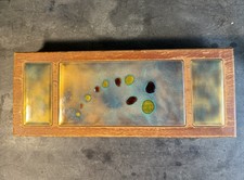 Vintage 1960s Bovano Of Cheshire Mid Century Modern Walnut Box Enamel On Copper picture