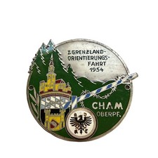 Vintage 1954 Grill Badge Germany I Grenzland Orlentierungs Fahrt Rare Enamel picture