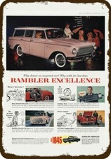 1961 RAMBLER AMERICAN Pink Station Wagon Vntg-Look DECORATIVE REPLICA METAL SIGN picture