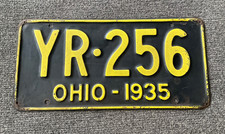 RARE 1935 OHIO LICENSE PLATE ALL ORIGINAL PAINT CHEVY FORD DODGE NICE PLATE picture