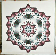 Large OUTSTANDING Vintage Authentic Amish Broken Star Quilt, UNUSUAL DESIGN picture