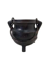 Cast Iron Ash Pot Black Swing Handle Feet 6 inches x 5 inches picture