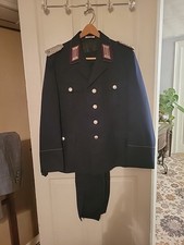 Vtg East German Fire Police 'Feuerwehr' Officer's Jacket & Pants M52 G48 Lg Navy picture