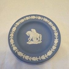 VTG Wedgwood Blue Jasperware lady Godiva Trinket Dish Nude Woman Horse Plate￼￼ picture