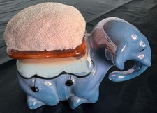 Vintage Lusterware Porcelain Kneeling Elephant Pincushion Made in Japan picture